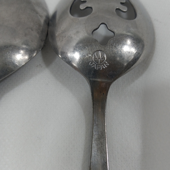 Designer Made In Japan Stainless Steel 3 Piece Serving Utensils Floral Pattern - Picture 5 of 6
